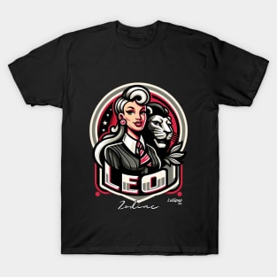 Leo's Roar: Regal Radiance - Pin up Vintage Retro Zodiac Sign T-Shirt